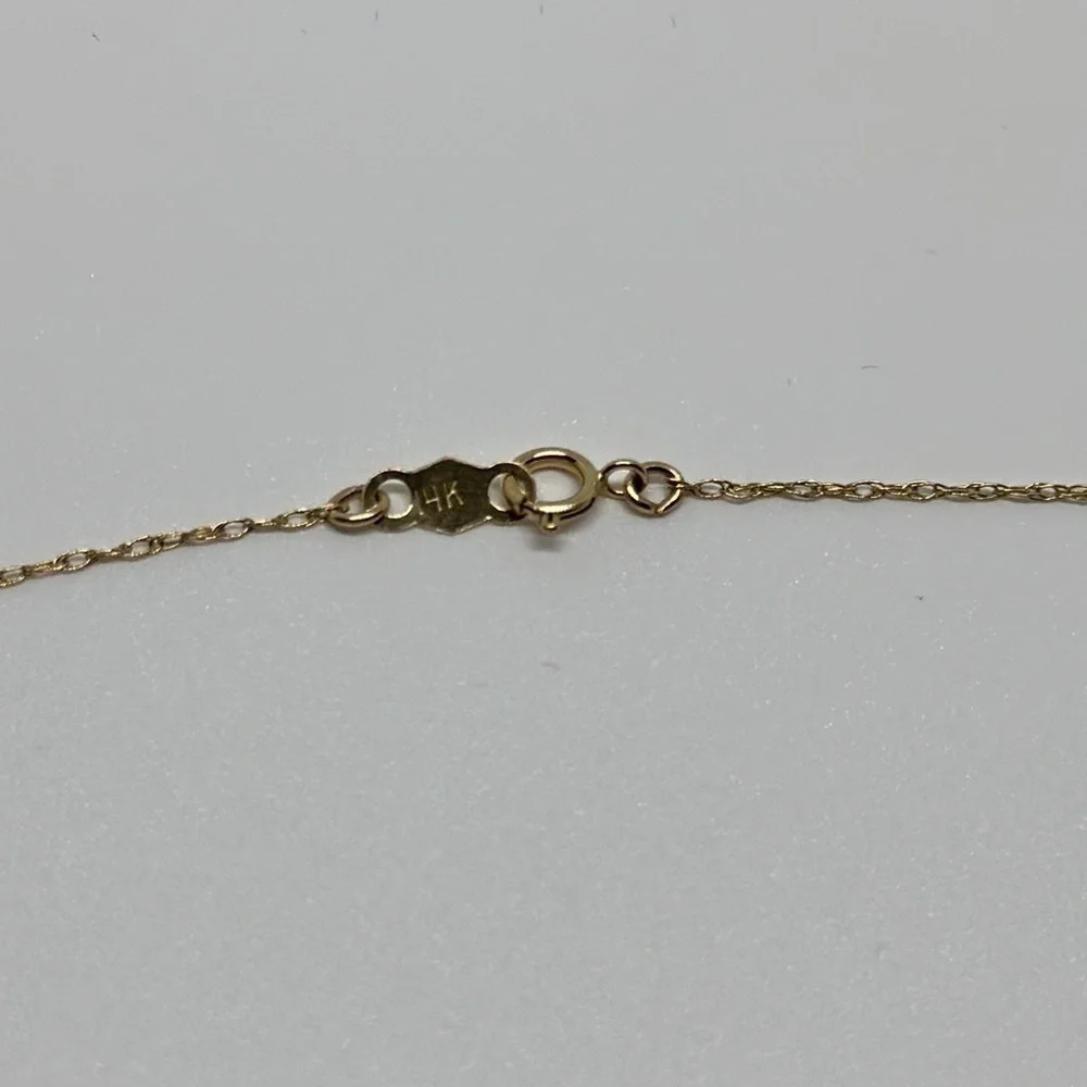 14k Gold, Onyx, Diamond Pendant & 14k Gold 16” Necklace - Picture 7 of 10